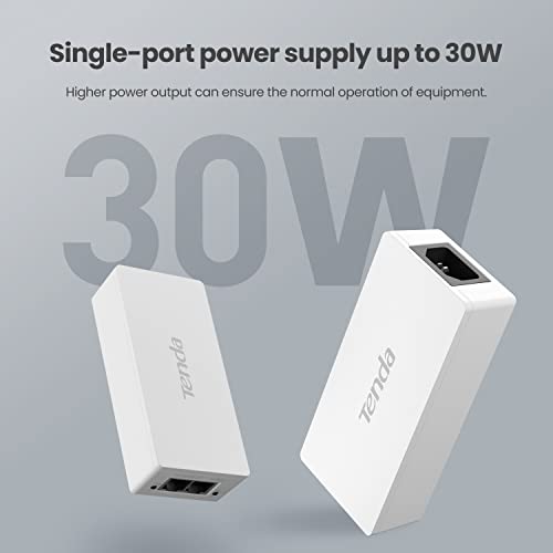 Tenda Gigabit Poe Injector, 30W Rj-45 Adapter, Non Poe To Poe Adapter, Ieee 802.3At/Af Compliant Injector Adapter, Up To 100 Meters (328 Feet), Plug & Play, Ul Certified, White (Poe30G-At) #TOP2