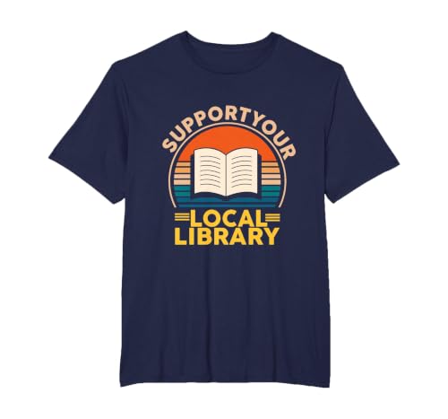 Support Your Local Library Book Lovers T-Shirt, Men's Big and Tall, Navy Blue, 2X Tall