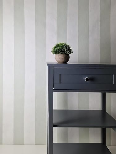 WALLCOVER Tapete Grün Vliestapete Streifen Streifentapete Landhaus Weiß Hellgrün Linien Modern Blockstreifentapete Fein Struktur 10.05 x 0.53 m Made in Germany
