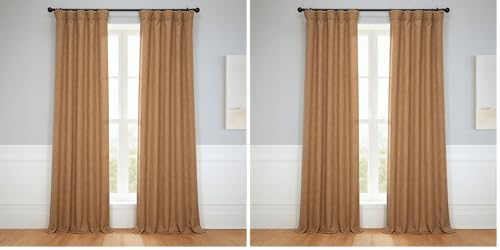 Image of HPD Half Price Drapes - Faux Linen Curtains for Living Room (2 Panels) - 50W X 96L - Textured Room Darkening Curtains for Bedroom 96 Inches Long - Drapes for Home Decor, Butterscotch