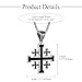 Rofusn Crusader Jerusalem Cross Pendant Necklace: Stainless Steel Cross Biker Necklace Chain for Men Women