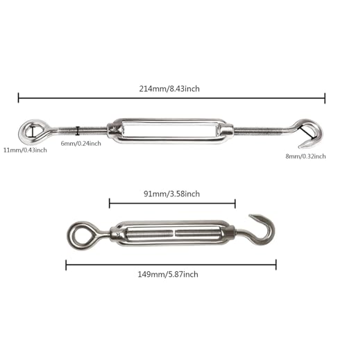 TopHomer Kit Tensores Acero Inoxidable M6 Tornillo Flor Canasta M3 Abrazadera Cable 1/8 M3 Cuerda de Alambre miniatura 2