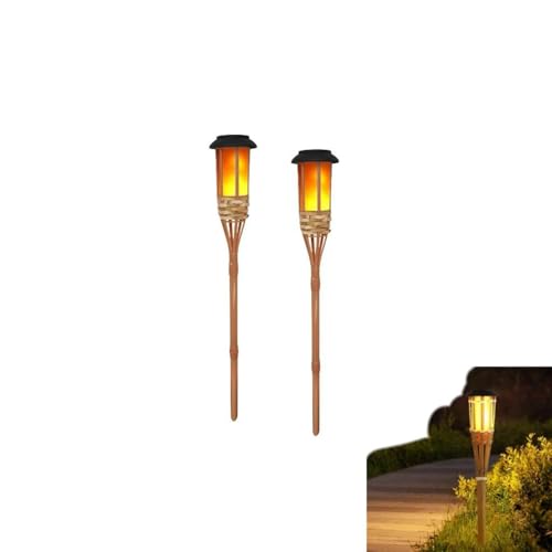 Antorcha solar de bambú de 12 LED para iluminar tus cenas y fiestas en el jardín