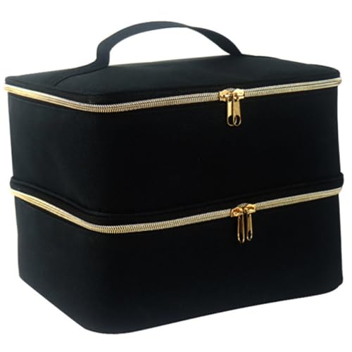 Sac de rangement portable pour maquillage et cosmétiques noir