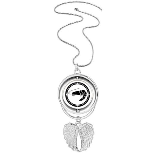 Collier pendentif ailes d'ange avec motif crevettes en acier pour femme