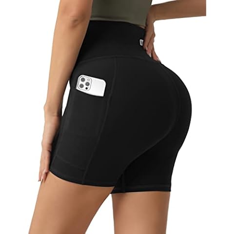 UUE Workout Running Shorts Womens, High Waisted Gym Leggings with Pockets Cover
