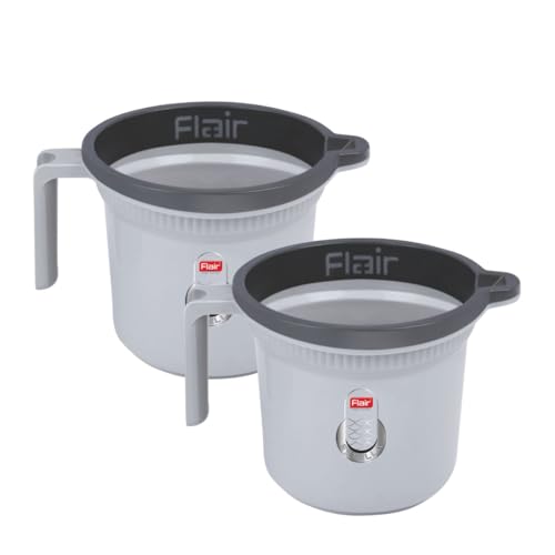 Image of FLAIR Estella Plastic Bath Mug Set of 2 - Durable, Lightweight & Stylish - Ideal for Daily Use in Bathroom & Kitchen (Grey, 1.5 LTR)