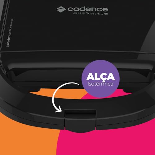 Sanduicheira Elétrica Cadence Toast & Grill, Preta, 750W, 110V, SAN260 glide