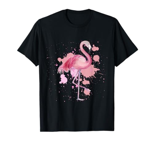 Flamingo Natur Liebhaber Vogelbeobachter Rosa Flamingo T-Shirt fr Erwachsene und Kinder, Unisex, Kurzarm, Pink, S