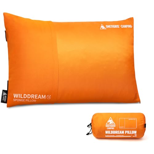 ONETIGRIS Wilddream Camping Pillow, Shredded Small Memory Foam Pillow, Compact, Easy Clean, Comfortable for Backpacking, Travel, and Car Trips, 4 Season Use