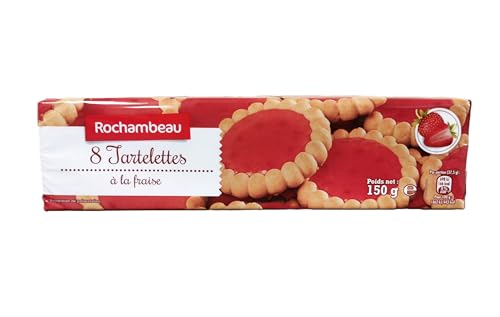 Rochambeau Tartaletas de Fresa, Galletas con Relleno de Fresa, 150g, Pack de 4 Paquetes
