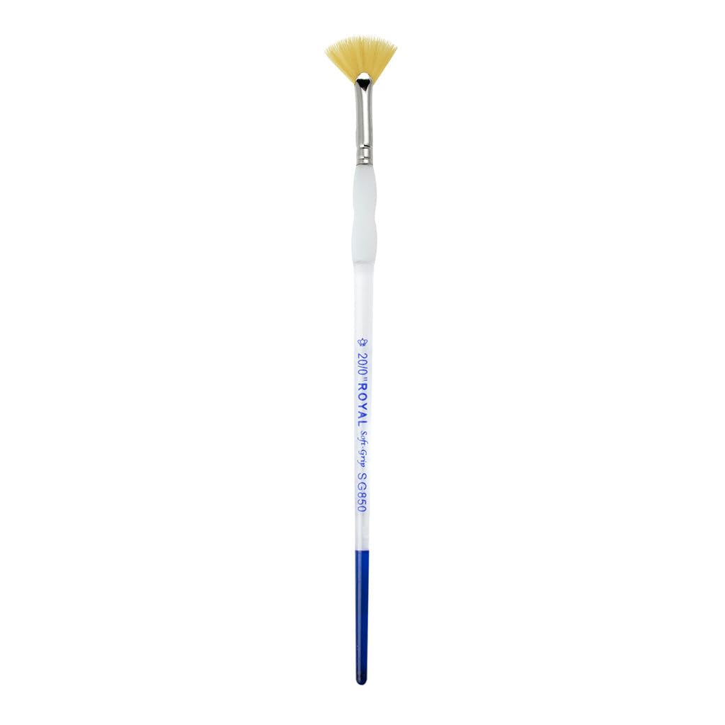 Royal Langnickel Gold Taklon Soft Grip Fan Brush SG850-8, Size 8