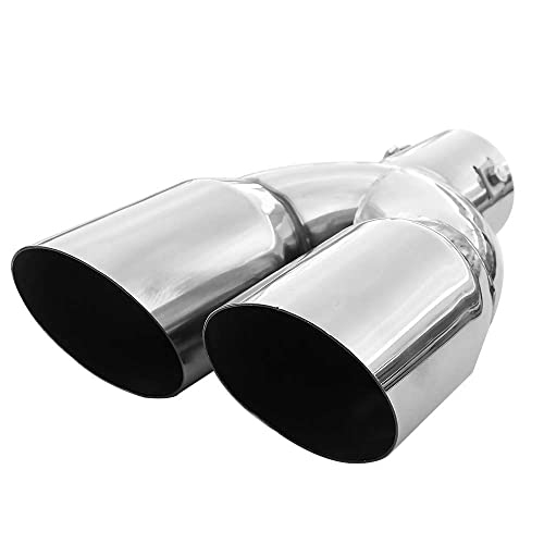 8577 Double sortie d’échappement universelle en acier inoxydable chromé avec silencieux pour voiture