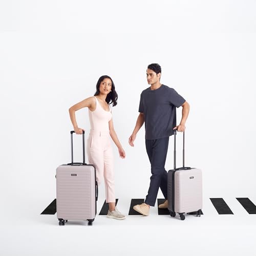 Image of THE ASSEMBLY Two Tone Hard-Sided Unbreakable Polycarbonate Luggage Bag For Travel (20 & 28 Inches, 40 & 85L) Ivory Grey, 360 Degree, Trolley Bag