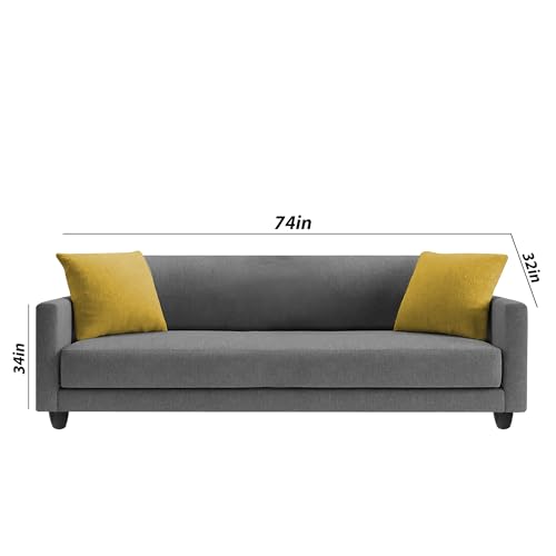 Image of Casaliving Dominic 3 + 2 Seater Sofa Set for Living Room (Dark Grey) Premium Fabric Sofa