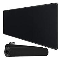 RiaTech Extra Large Size (800mm x 250mm x 2mm) Speed Type Extended Gaming Mouse Pad with Stitched Embroidery Edge, Non-Slip Rubber Base Mousepad for Laptop/Computer- Black with Black Border