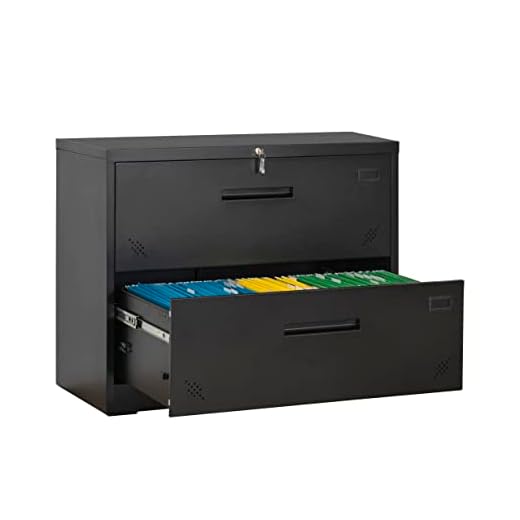 GREATMEET 2 Drawer Lateral File Cabinet with Lock,Heavy Duty Metal Lateral File Cabinet,35.43''L * 17.72''D * 28.70''H, for Legal Letter Files,Disassemble,Black (2 Drawers)