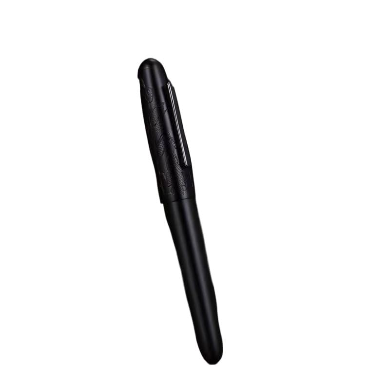 Pióro wieczne, drewniane pióro z żelazną rzeźbą krowy, artykuły papiernicze, biuro, biznes, kaligrafia, długopisy, prezent dla mężczyzn(Black)