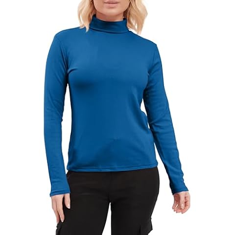 Love My Fashions Women's Denim Blue Turtle Neck Top Cover