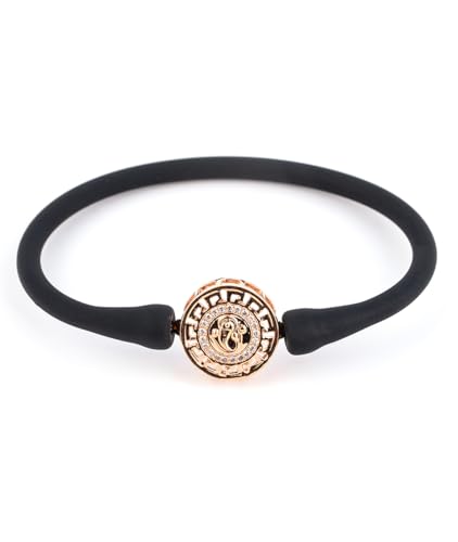 Image of Sterling Silver 925 Wrestband Bracelet for Women, Rose Gold, Rhodium Polished, Crystal Charm, Everyday Wear