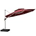 PURPLE LEAF 12 Feet Double Top Round Deluxe Patio Umbrella Offset Hanging Umbrella Outdoor Market Umbrella Garden Umbrella, Terra