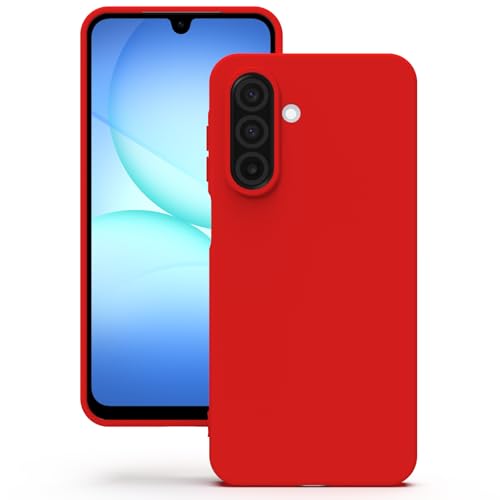 Image of YATWIN Silicone Case for Samsung Galaxy A17 4g /5g, Soft-Touch, Shockproof, DustProof, Antiskid Phone Cover for Samsung Galaxy A17 4g /5g - Red