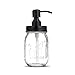 Bonris 16oz Dispensador de jabón de jarro de Vidrio Transparente con Bomba de Acero Inoxidable Classic Decor para baño Cocina Farmhouse Decor