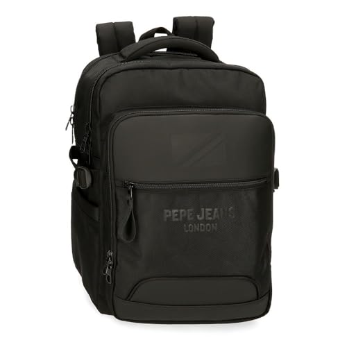 Pepe Jeans Unisex. 7062441 Mochila Para Computador Bromley 15,6" Preta AdaptáVel (Osfa), Preto, Casual, PoliéSter
