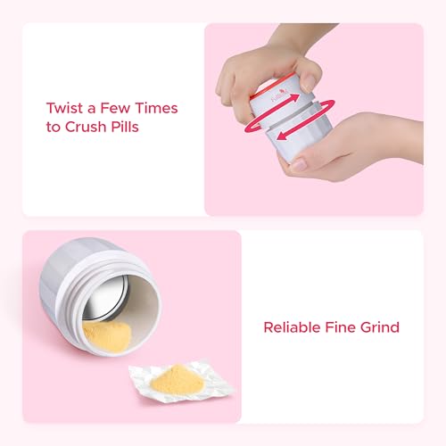 Image of Fullicon Stainless Steel Grinder, Pill Crusher Fine Powder, Pink White