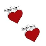 Red Heart Cufflinks Tuxedo Shirt Studs for Men Valentines Day Gifts for Him Boyfriend Husband Anniversary Birthday Gifts From Wife Wedding Cufflinks for Men Heart Cuff Links for Groomsmen Groom