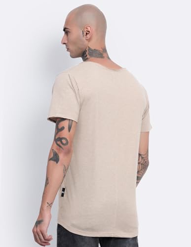 Image of Men's Cotton Scoop Neck T-Shirts, Regular Fit Tshirts Melange Scoop Neck T-Shirt