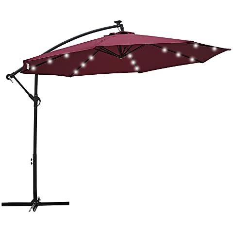 Panana 3M Garden Cantilever Parasol with Solar Lights Cover