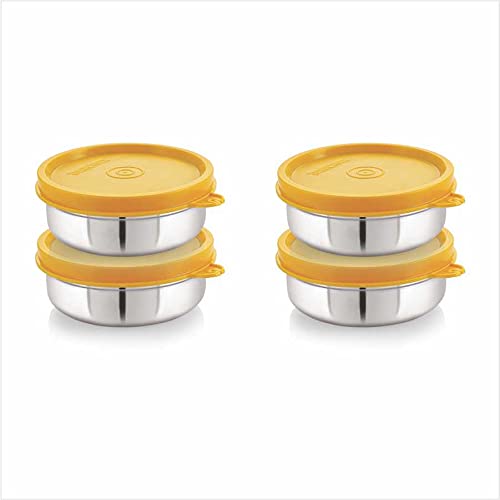 STEELLOCK Flex Stainless Steel Containers Size Slim 200ml x 4 (Yellow)