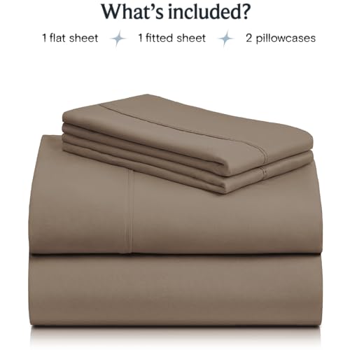 Image of LuxClub 4 PC Sheet Bed Sheets Deep Pockets 18 inch Eco Friendly Wrinkle Free-Kids-Fitted Sheets Machine Washable Hotel Bedding Silky Soft - Dark Khaki Twin