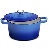 Klee 4-Quart Dutch Oven Pot with Self-Basting Lid (Blue) - Heavy-Duty Enameled Cast Iron Dutch Oven