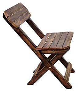 Image of WOODLY Premium Wooden Folding Chair and Round Table Combo | Handcrafted Sheesham Wood Garden & Balcony Seating Set | Outdoor Tea /Coffee Patio Furniture |Set, 2-Piec (12 inch Small)