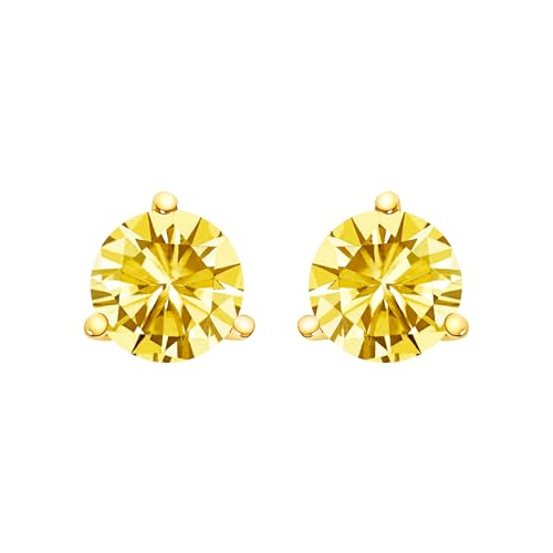 14K Yellow Gold 3-Prong Martini Set 1 1/2 Cttw Yellow Lab Grown Diamond Solitaire Stud Earrings