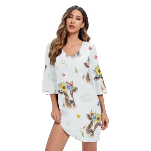 Robe vaches mousseline de soie fluide pour camoufler les rondeurs avec style