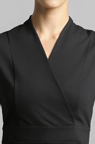 Image of Van Heusen Women's Cotton Blend V Neck Mid-Length Sheath Comfort Fit Above The Knee Dress