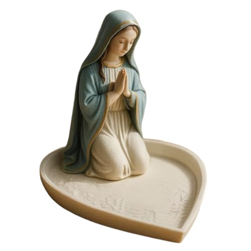 Generico Porta rosario Virgen en oración, soporte para collar – Porta rosario católico estilo vintage para librería, dormitorio, mesita de noche, salón, casa