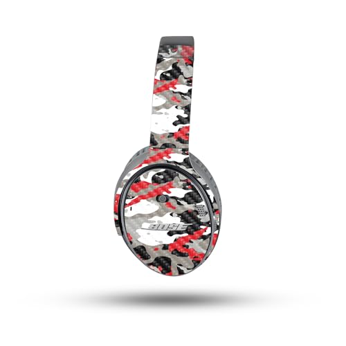 Image of MightySkins Carbon Fiber Skin Compatible with Bose QuietComfort 35 II Headphones - Red Camo | Protective, Durable Textured Carbon Fiber Finish | Easy to Apply, Remove, and Change Styles