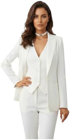 Women's Suiting Pantsuit 3 Piece Set Black Wedding Business Office Casual Pant Suits