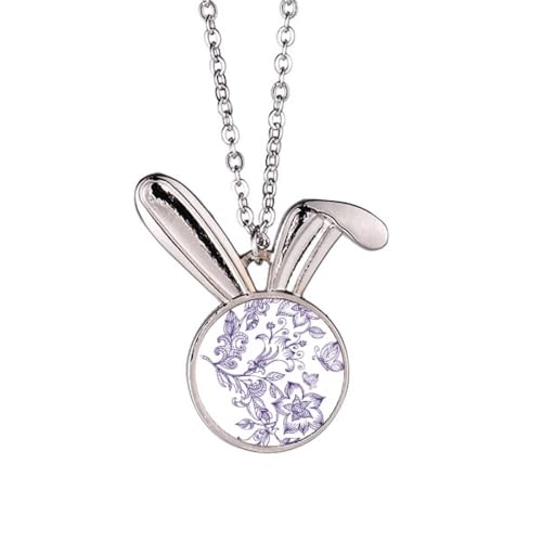Fliederfarbene dekorative klassische Kaninchen-Halskette mit Anhänger, Hase, Tierschmuck, Geschenk