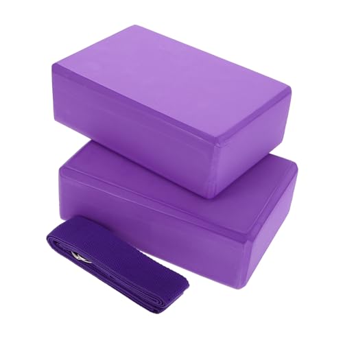 BRIGHTFUFU 3 Pcs Yoga Blocks Set Yoga Strap Foam Pilates Block for Stretching Balance and Flexibility for Levels