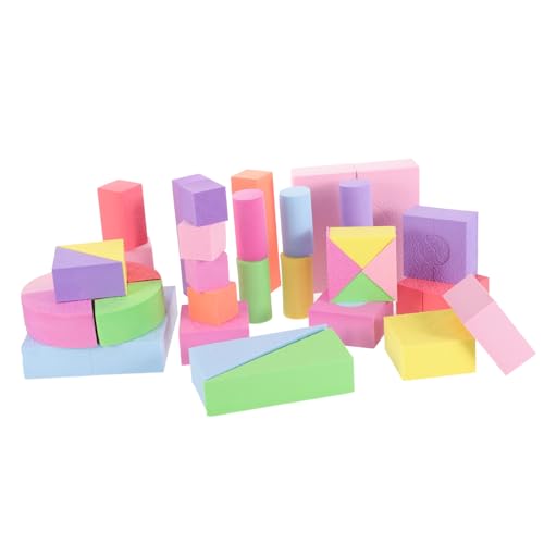 LRXIYODE 52pièces Blocs De Construction Mousse pour Garçon Fille Ans Jeux Empilables Et Éveil Jouets Apprentissage De Formes Et Couleurs