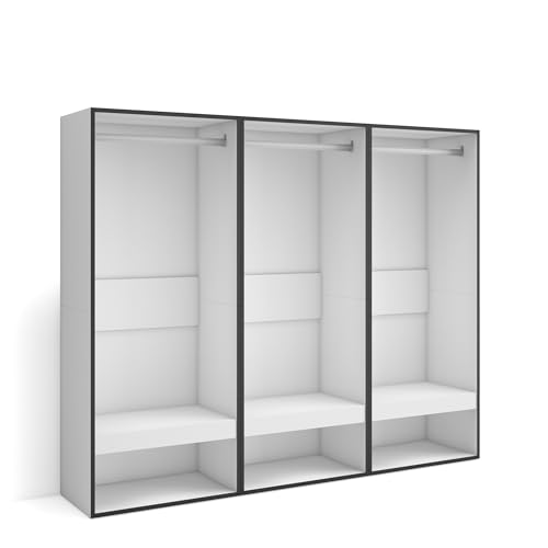 Armadio Appendiabiti con ripiani 180x145x35 cm Camera da letto stanza Vestiti scarpe Stile moderno aperto bianco