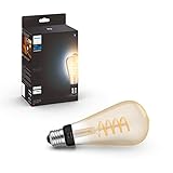 Filamento Hue White Ambiance Pack de un ST72 E27 filamento Edison Bombilla vintage con luz blanca suave Control con aplicación o voz Añade Hue Bridge para disfrutar de más funciones