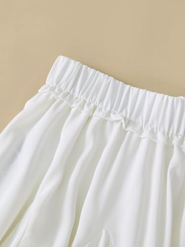 Women's Ruffle Hem Mini Skirt High Elastic Waist Flared A Line Flowy Skirts3