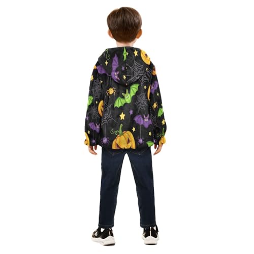 Halloween Themed Bat Spider Toddler Fleece Jacket Girl Boys Hooded Fleece Jacket Coat Warm Outwear Zip-up 3-10T4