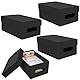 VEUWOLM 4 Stück Fotoaufbewahrungsbox, Fotobox Aufbewahrungsbox mit Deckel für 10x15 cm Fotos, Aufbewahrungsboxen schwarz Fotoalben Foto-Organizer aus Pappe für Handwerk Aufkleber Foto